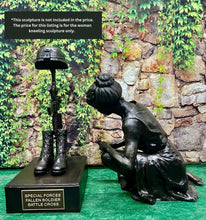 Load image into Gallery viewer, Woman/Mother Kneeling in Front of Soldier’s Memorial Bronze Statue