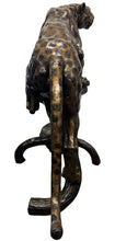 Load image into Gallery viewer, Leopard/Cheetah/Jaguar on Log Monumental Bronze Sculpture