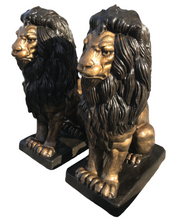 Load image into Gallery viewer, Seated Lions Bronze Sculptures