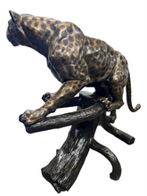 Load image into Gallery viewer, Leopard/Cheetah/Jaguar on Log Monumental Bronze Sculpture