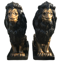 Load image into Gallery viewer, Seated Lions Bronze Sculptures