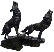 Load image into Gallery viewer, Howling Wolves Set of Two Bronze Sculptures - Heroic Size