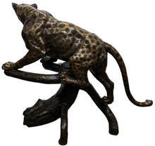 Load image into Gallery viewer, Leopard/Cheetah/Jaguar on Log Monumental Bronze Sculpture