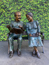 Load image into Gallery viewer, Grandparents on Bench Bronze Statue
