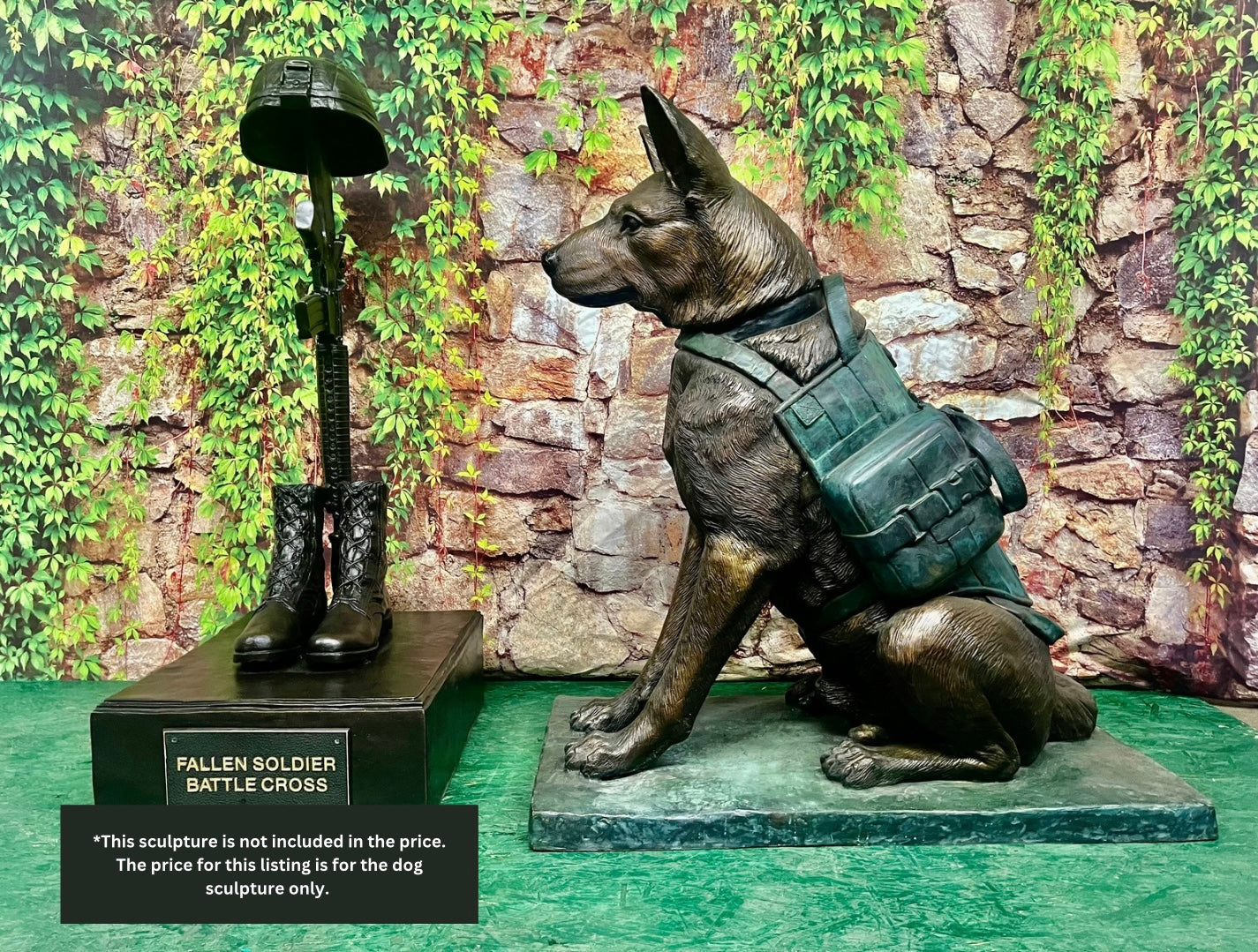 German Shepherd Service Dog Bronze Statue