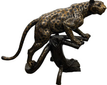 Load image into Gallery viewer, Leopard/Cheetah/Jaguar on Log Monumental Bronze Sculpture
