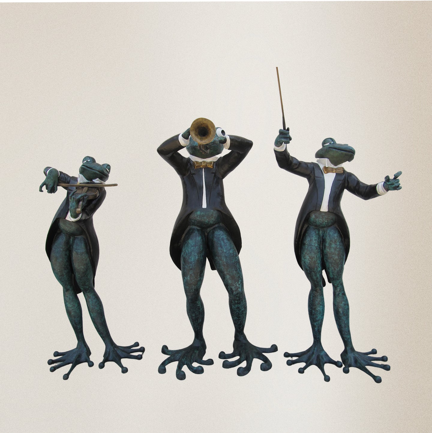 Monumental Three Frogs Playing Musical Instruments