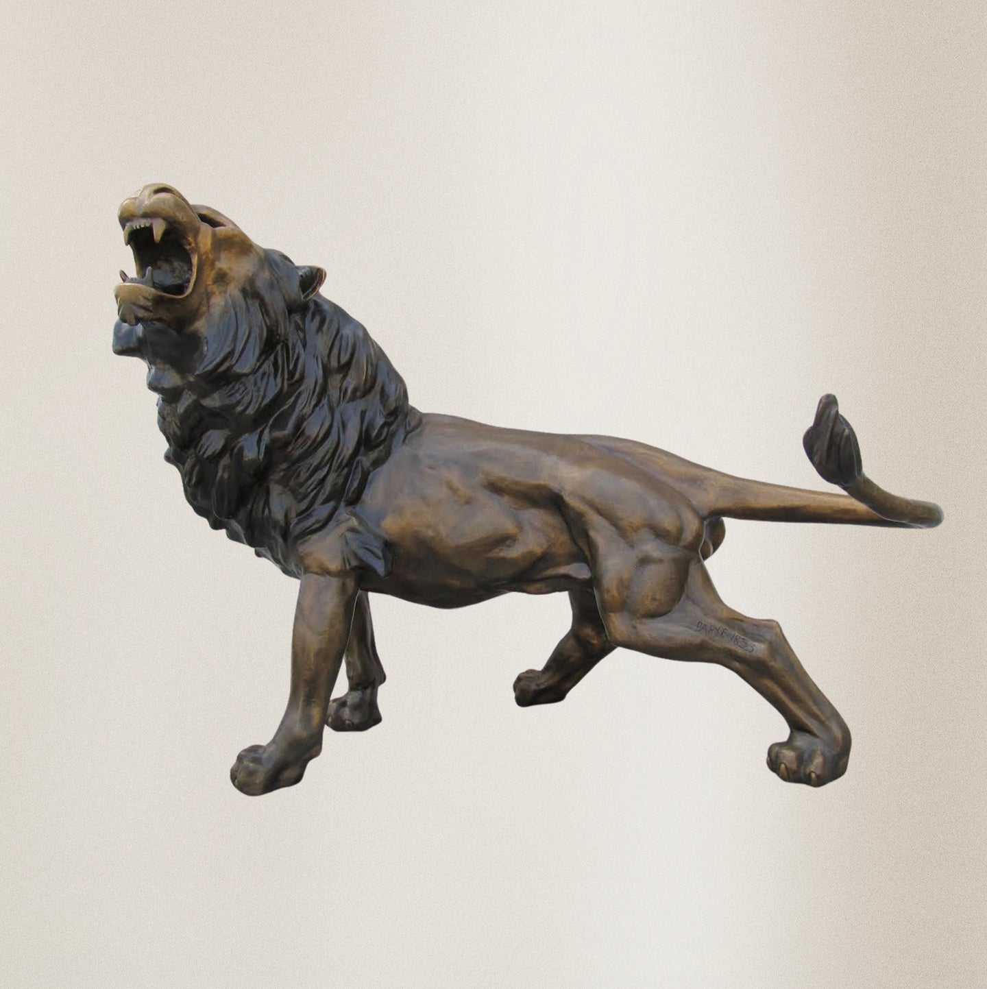 Monumental Savage Lion in Gold Patina