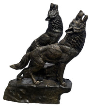 Load image into Gallery viewer, Howling Wolves Set of Two Bronze Sculptures - Heroic Size
