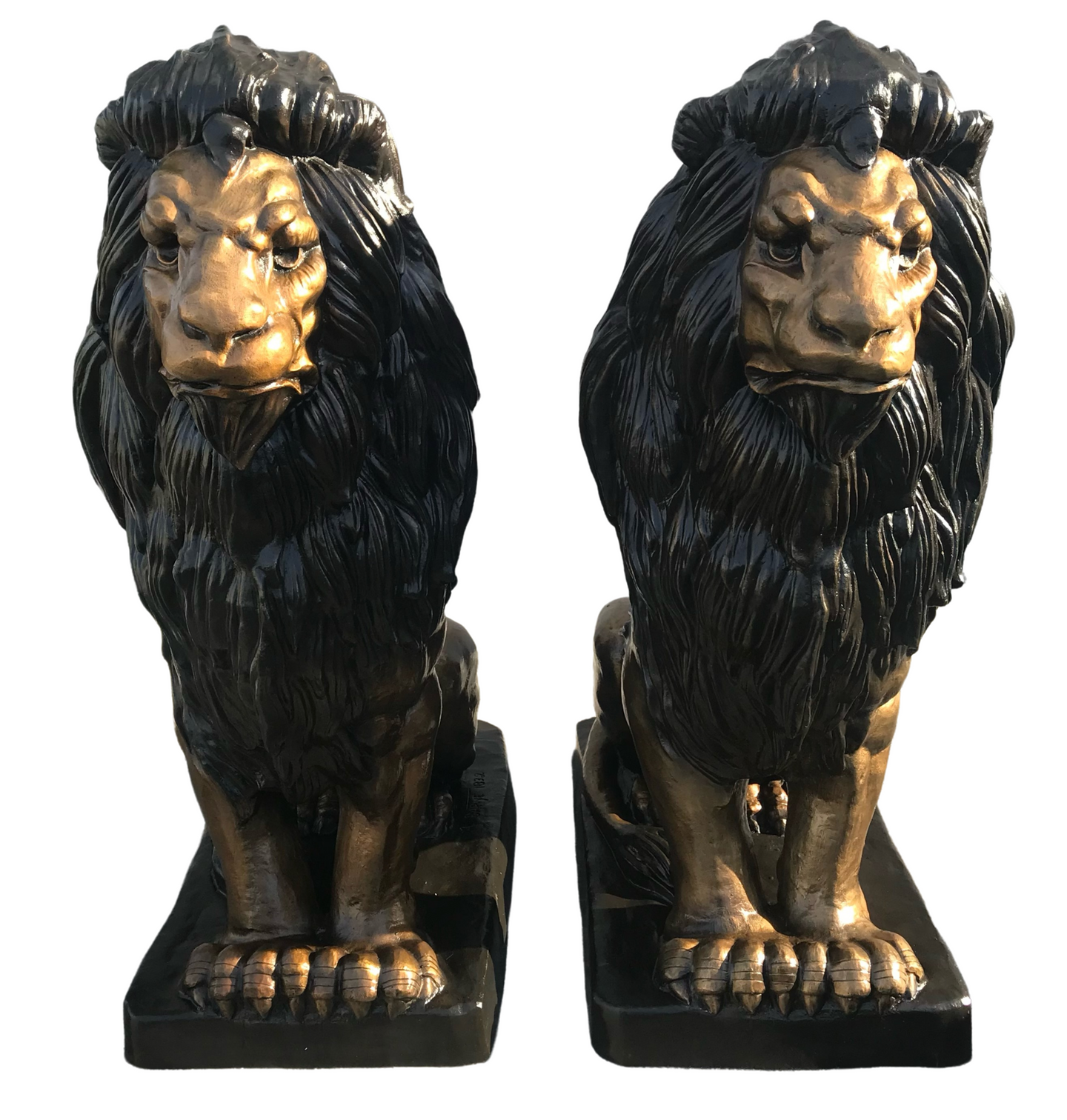 Seated Lions Bronze Sculptures