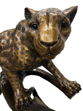 Load image into Gallery viewer, Leopard/Cheetah/Jaguar on Log Monumental Bronze Sculpture
